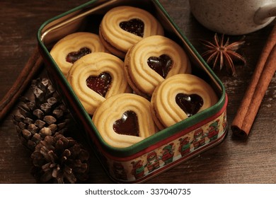 Christmas Cookies In Box, Selective Focus