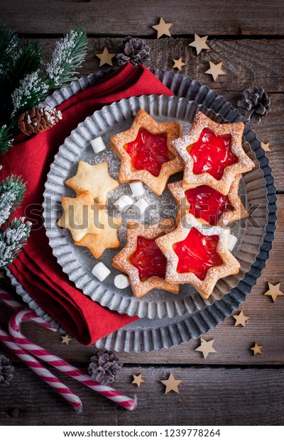 Christmas Cookies Linzer Cookies Raspberry Jam Stock Photo Edit Now 1239778264