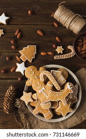 Christmas cookies  on a wooden background. 