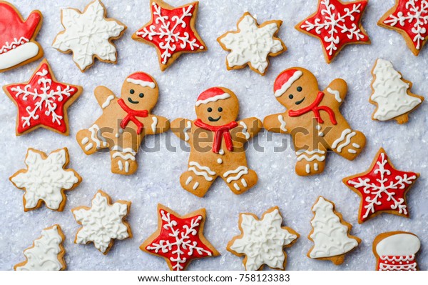 Christmas Cookies Three Gingerbread Men Cookie Stock Photo Edit