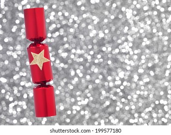 Christmas Cracker On A Silver Background