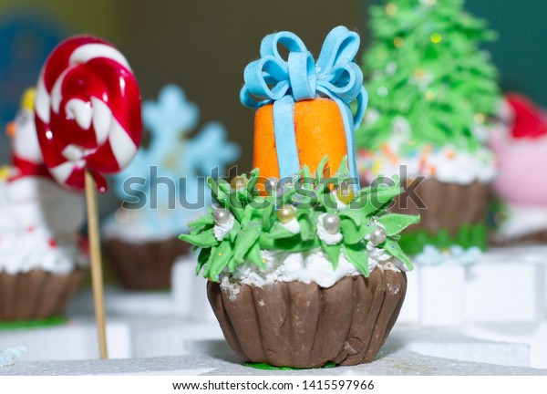 Christmas Cupcake Orange Decorative Gilt Stock Photo Edit Now