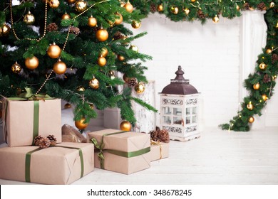 Christmas Decor, Christmas Background, Fireplace, Christmas Tree