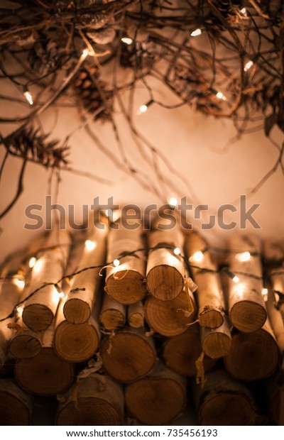 Christmas Decor Fireplace Portal Decorated Log Holidays