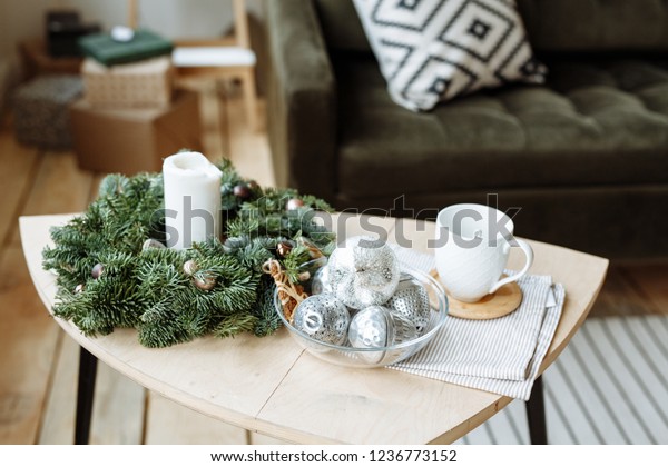 Christmas Decor Living Room Christmas Wreath Stock Photo Edit Now