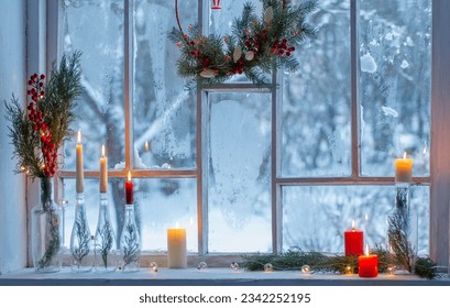 christmas decor on background old wooden  window - Powered by Shutterstock