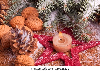 christmas decoration with advent candle pine tree - Powered by Shutterstock