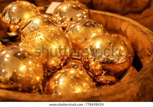 Christmas Decoration Ball Gold Color Christmas Stock Photo Edit