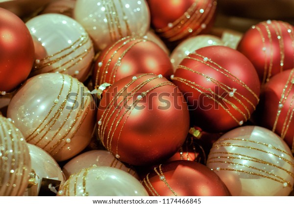 Christmas Decoration Ball Red Gold Color Stock Photo Edit Now