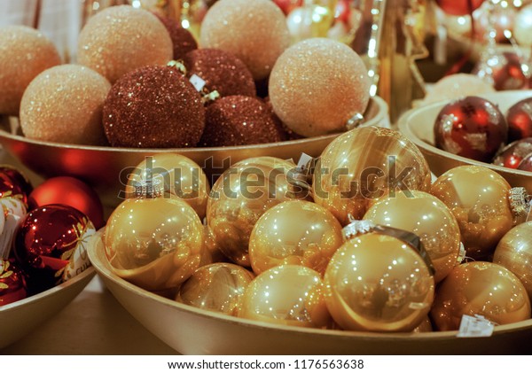 Christmas Decoration Ball Red Gold Color Stock Photo Edit Now