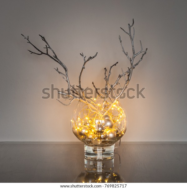 Christmas Decoration Fairy Lights Glass Vase Stock Photo Edit Now