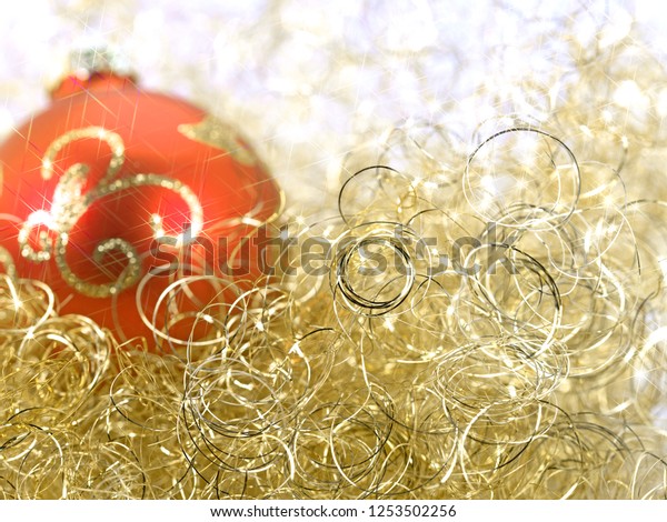 Christmas Decoration Golden Angel Hair Red Stock Photo Edit Now