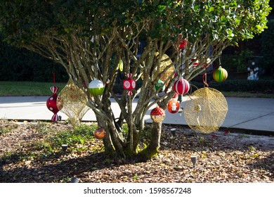 Christmas Decoration House Front Yard, Florida USA