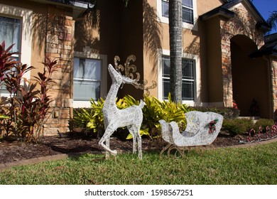 Christmas Decoration House Front Yard, Florida USA