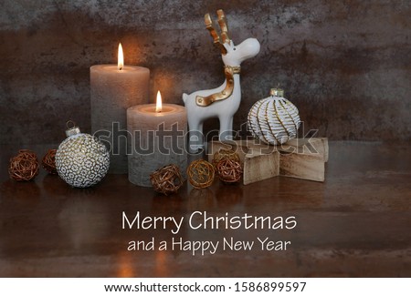 Christmas decoration with moose and candle