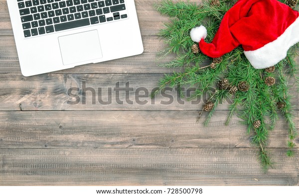 Christmas Decoration Office Desk Laptop Red Stock Photo Edit Now