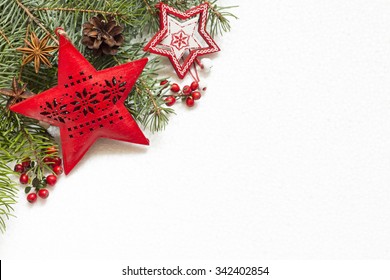 Christmas decoration on white texture