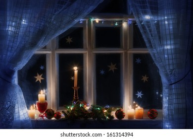 Christmas Decoration On Window