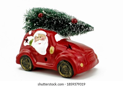 Christmas Decoration Ornament Car Toy On White Background