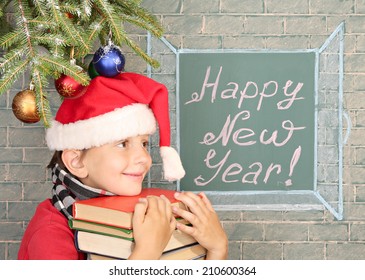 Christmas decoration  schoolboy   message chalkboard 