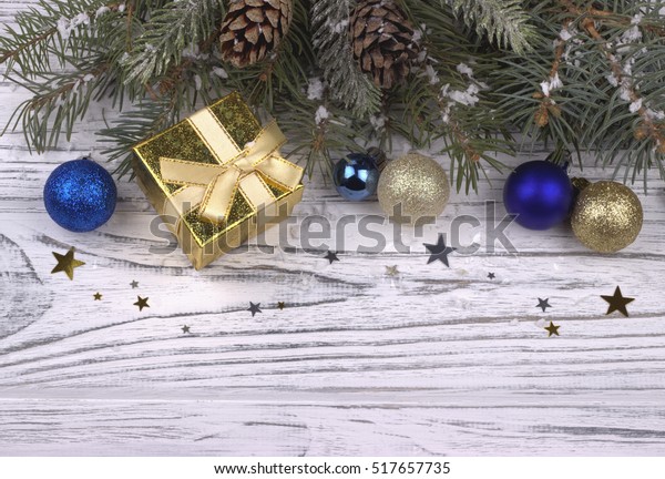 Christmas Decoration Silver Blue Balls Stars Stock Photo 517657735 ...