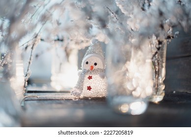 Christmas decoration snowman with styrofoam near New Year's toys. - Powered by Shutterstock