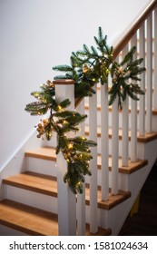 Christmas Decoration Of Stairs In The House