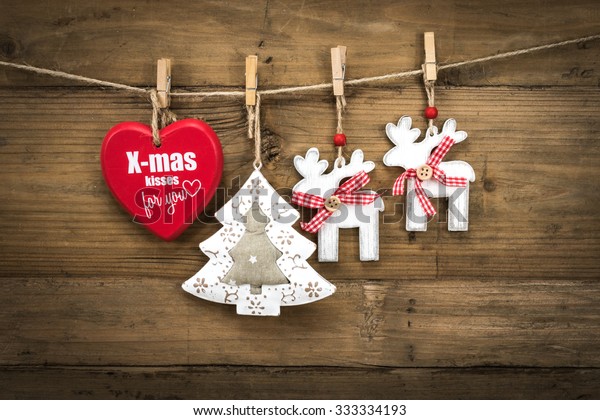 Christmas Decoration Wooden Heart Christmas Tree Stock Photo Edit