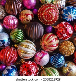 Christmas Decorations Beautiful Red Golden Yellow Stock Photo ...