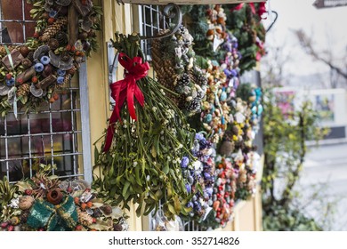 Christmas Decorations In Budapest Christmas Market.