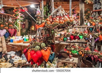 Christmas Decorations In Budapest Christmas Market.