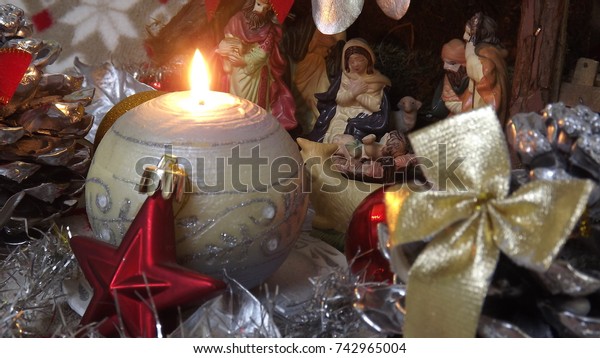 Christmas Decorations Crib Stock Photo Edit Now 742965004