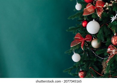 Christmas decorations decor new year green background