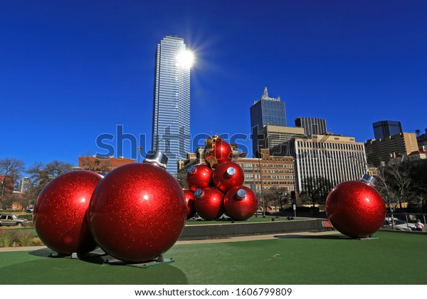 Christmas Decorations Downtown Dallas Texas Usa Stock Photo Edit