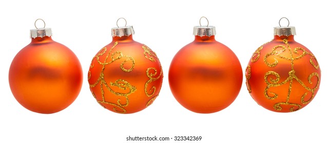 christmas decorations four orange xmas balls isolated on white background - Orange Christmas Decorations christmas decorations four orange xmas balls isolated on white background - Orange Christmas Decorations