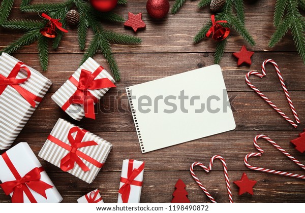 Christmas Decorations Gift Boxes Blank Sheet Stock Photo Edit Now