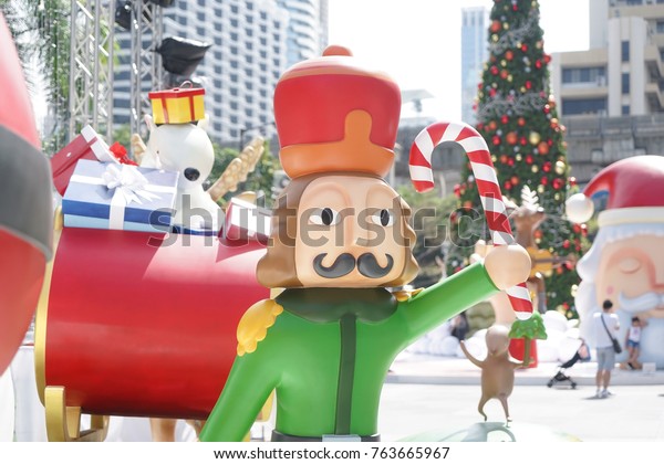 Christmas Decorations Nutcracker Holding Lollipop Cartoon Stock