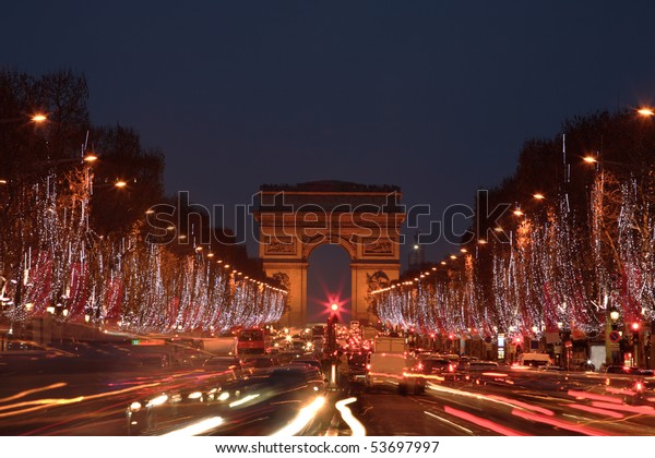 Christmas Decorations On Champs Blurred Motion Stock Photo Edit