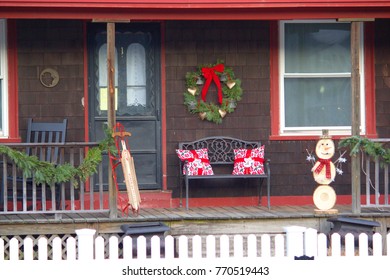 Christmas Decorations On Porch