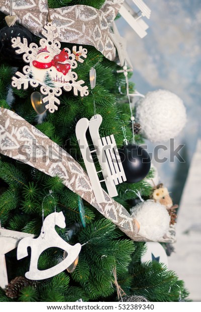 Christmas Decorations On Tree Closeup Large Stock Photo Edit Now