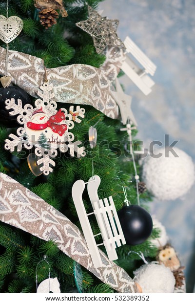 Christmas Decorations On Tree Closeup Large Stock Photo Edit Now