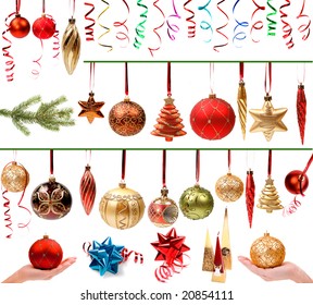 Christmas decorations set isolated on white background - Powered by Shutterstock