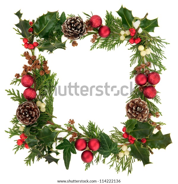 Christmas Decorative Border Holly Ivy Mistletoe Stock Photo (Edit Now ...