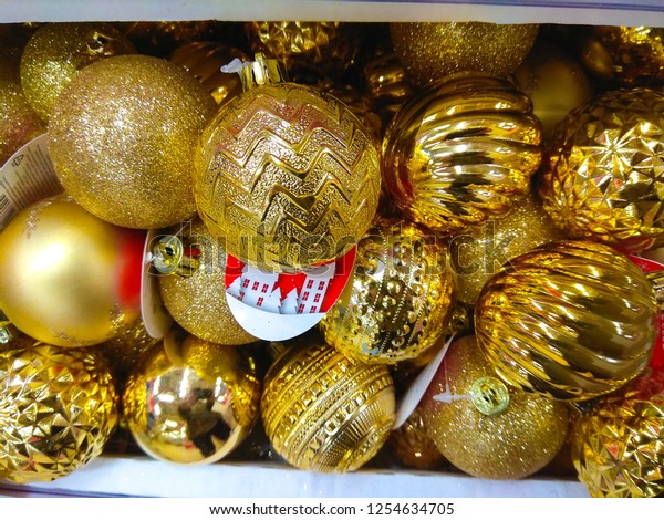 Christmas Decorative Gold Balls Store Christmas Stock Photo Edit