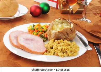 Christmas Dinner With Ham And Stuffing