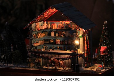 Christmas Doll House. Christmas Interior. 