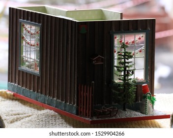 Christmas Doll House. Christmas Interior. 