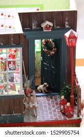 Christmas Doll House. Christmas Interior. 