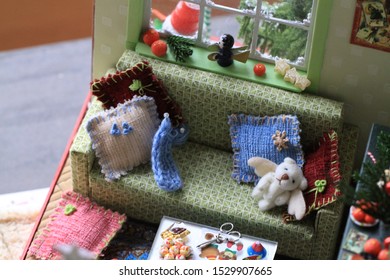 Christmas Doll House. Christmas Interior. 