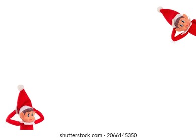 Christmas Elf Toy On An Isolated White Background With Copy Spac